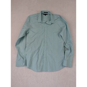 Banana Republic Mens Large Slim Flex Fit Tech Stretch Cotton Striped Shirt Mint